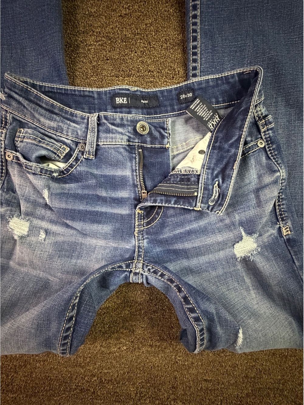 BKE Aiden Women’s 28x30 Distressed Bootcut Stretch Jeans